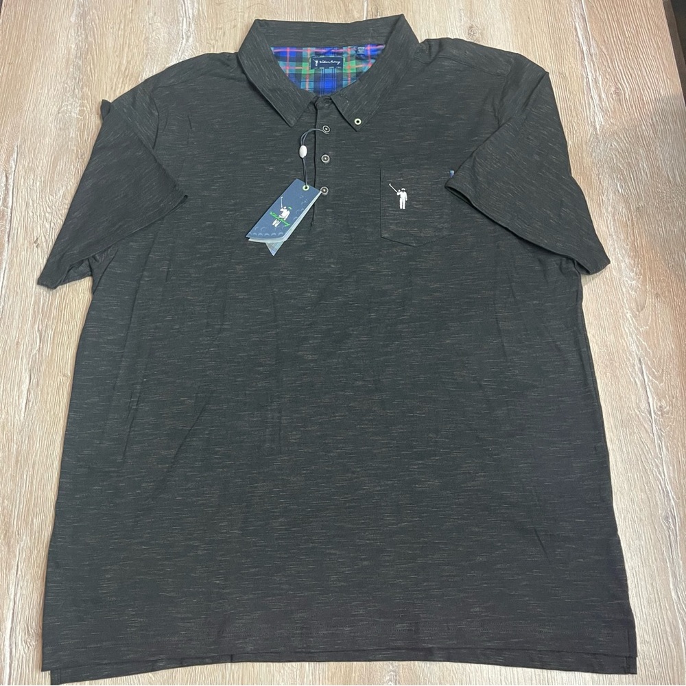 William Murray Polo Men’s SZ 3XL Logo Pocket Golf Shirt Mens Black Heather Gray